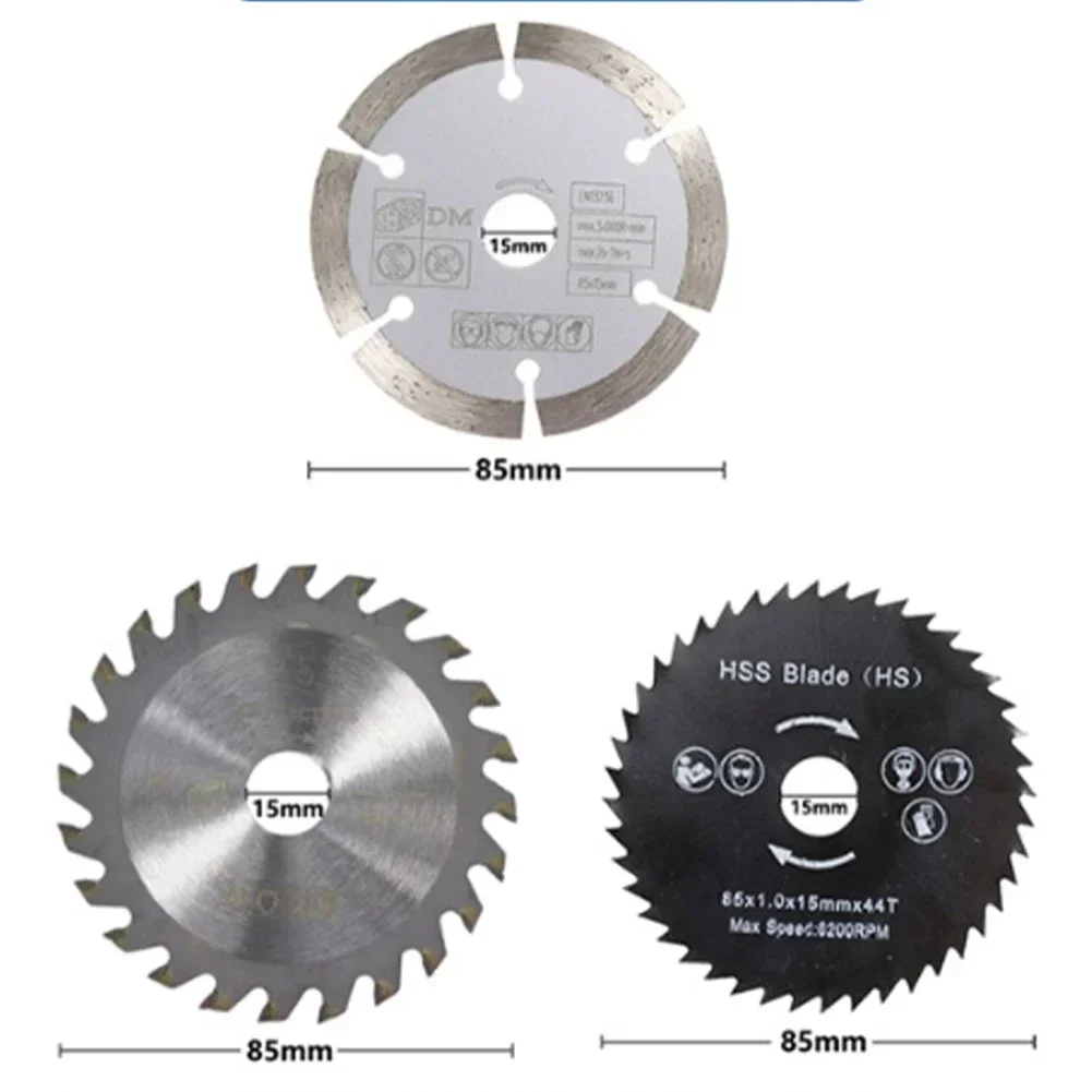 Confezione da 5 lame per sega circolare da 85 mm disco da taglio per legno accessori per utensili elettrici lama per sega circolare foro interno disco da taglio per legno da 10 mm