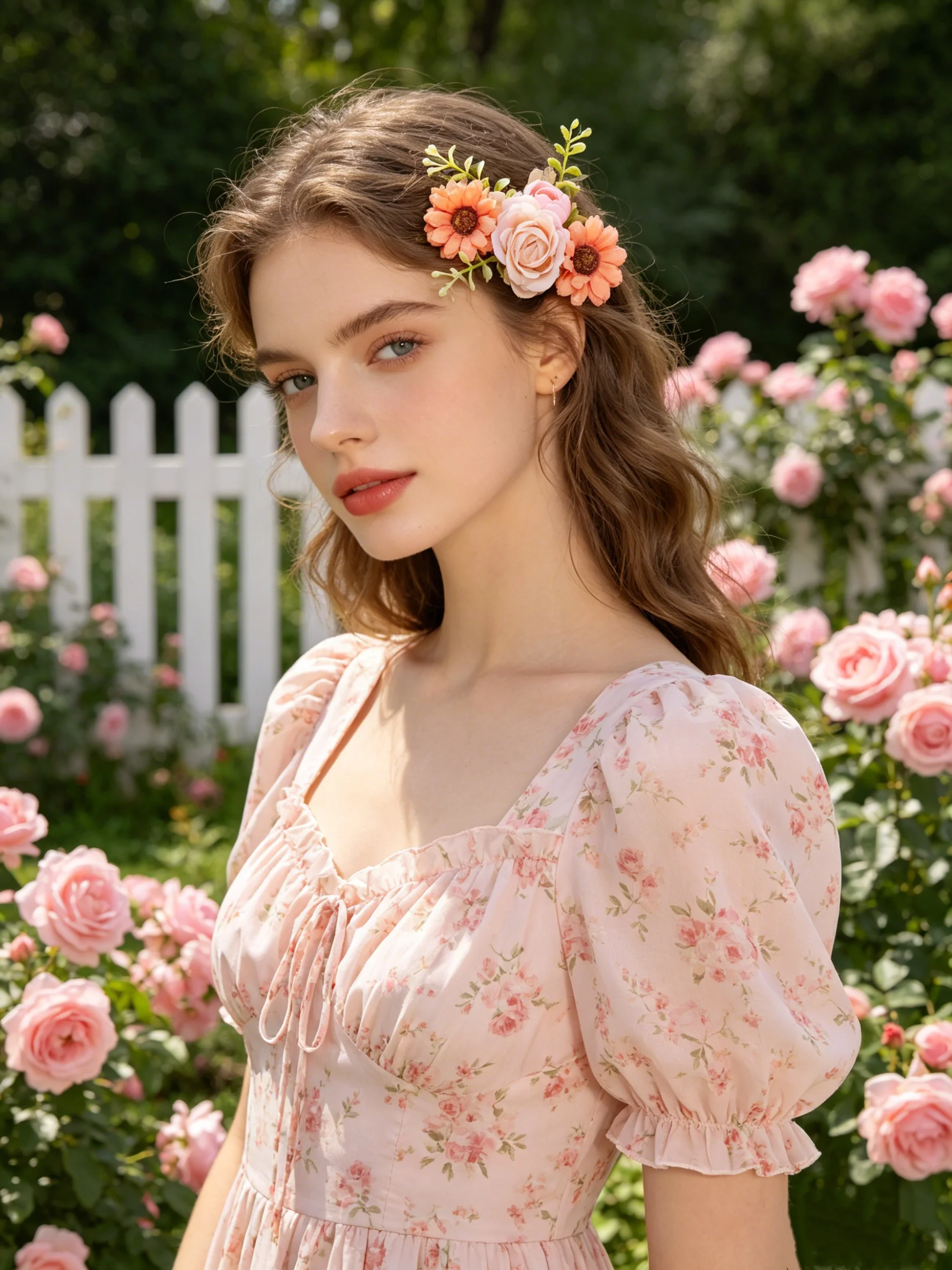 Soft Pastel Color Imitation Rose Daisy Hairpin for Bride, Shabby Chic Headpiece for Photoshoot, Side-Mounted Hanfu Cheongsam Flo