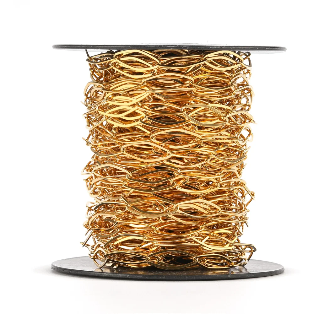 

1M 8mm Width Stainless Steel Gold Rhombus Embossing Chain Metal Chains for Needlework DIY Necklace Wholesale