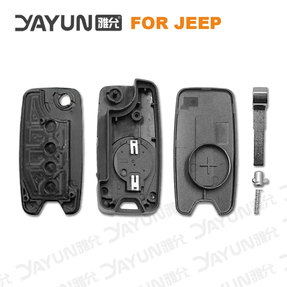 YAYUN 2+1 Buttons 2015/6/7/8 Flip Remote Car Key Shell Case With Uncut SIP22 Blade Replacement With Logo Renegade For Jeep