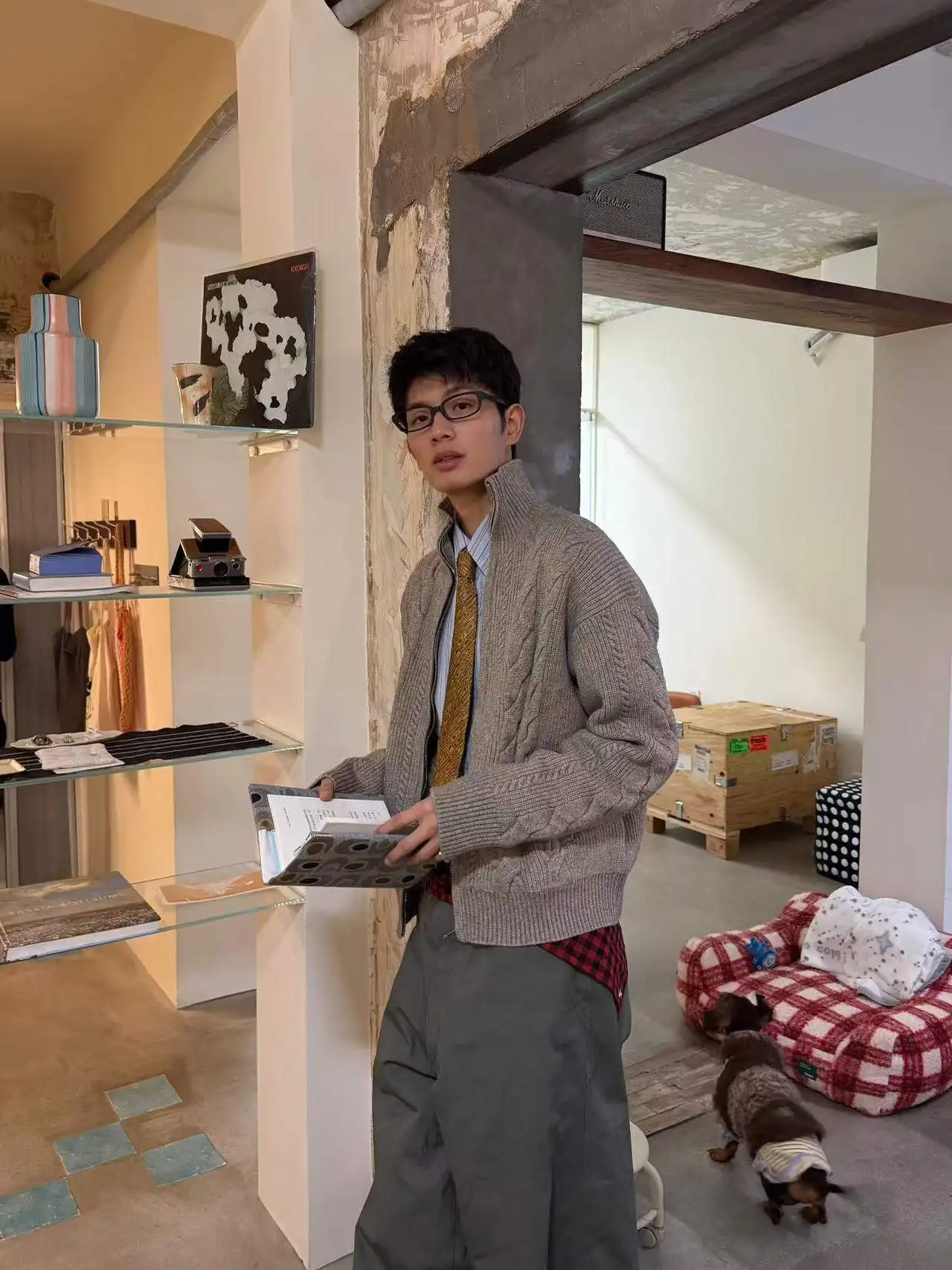 

American Retro Wheat Ear Twist Zipper Stand Collar Sweater Men's Autumn Winter Casual All Match Knitted Fabric Long Sve