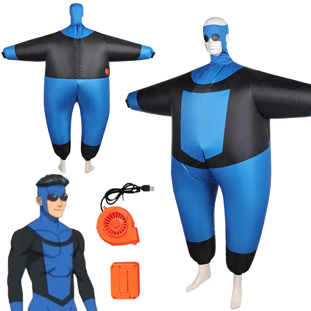 

Cartoon Invincible Cosplay Mark Grayson Blue Inflatable Clothing Halloween Carnival Party Disguise Roleplay Suits Costume
