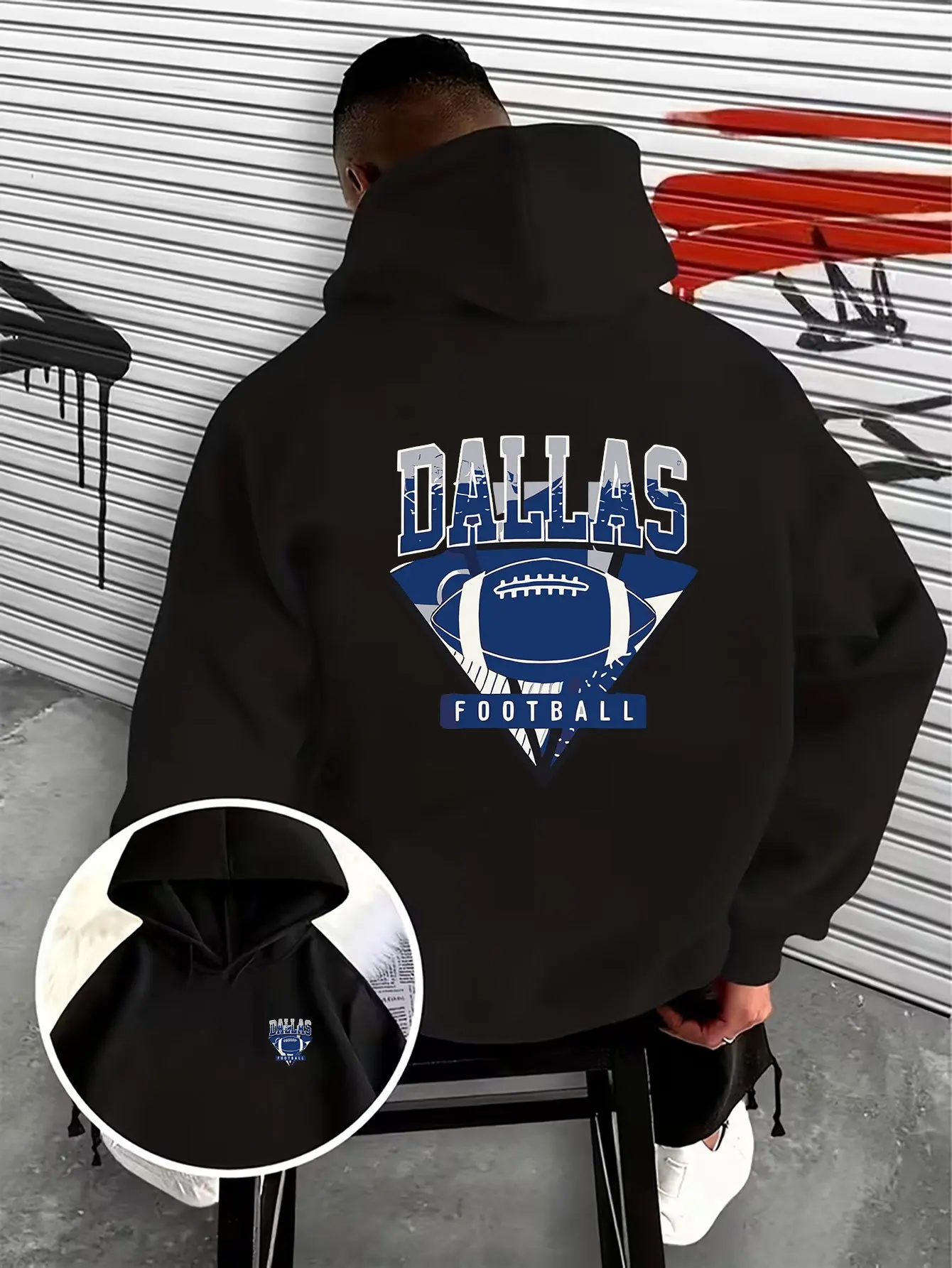 2026 Autumn Winter Men's Creative Double Sided Print Hoodie, Regular Fit Drawstring Hooded Sweatshirt,Ideal for Sports & Fitness