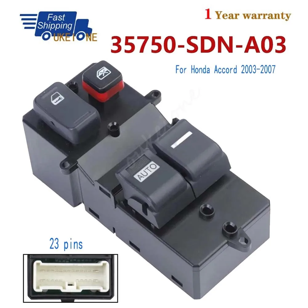

35750-SDN-A03 для 2003, 2004, 2005, 2006, 2007, Honda Accord, передний левый электрический переключатель стеклоподъемника, кнопка регулятора управления
