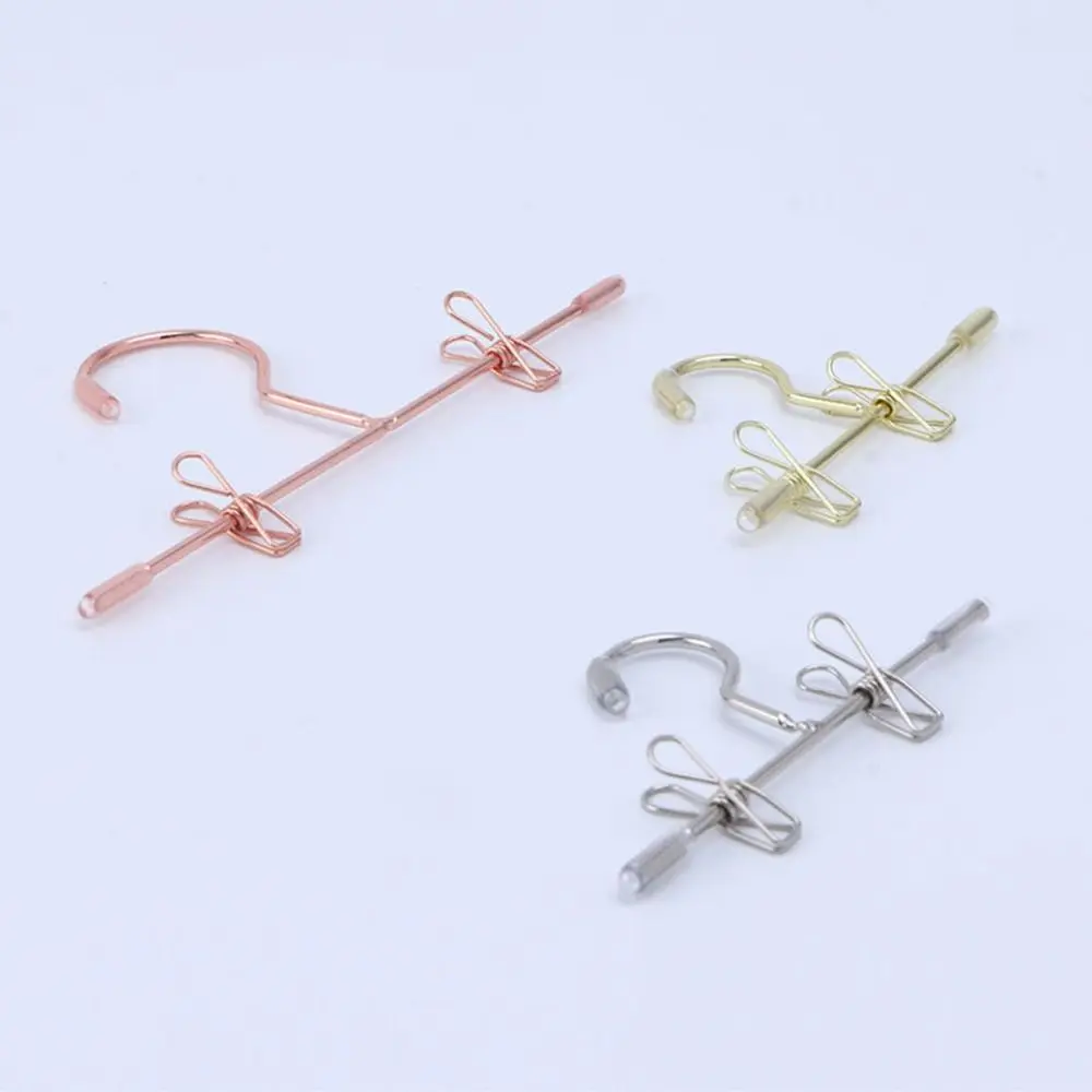 5PCS Gold Silver Doll Clothes Hangers Doll Accessories 75mm/120mm Miniature Hanger Mini Wardrobe Metal Trouser Sock Clips