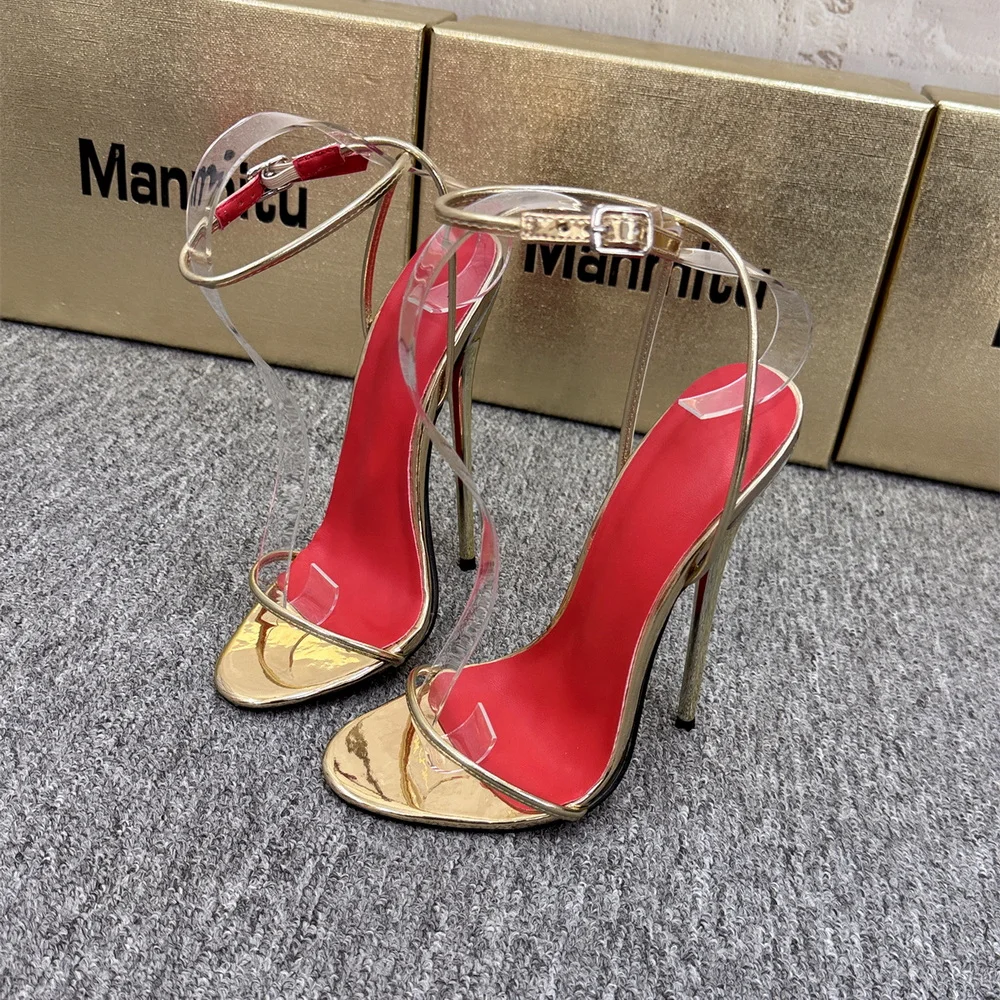

12/14/16CM Heeled Sandals,Sexy Stage Show Party Summer Shoes,Round Strap,Black,White,Gold,SilverWhite,Customized Heel Height