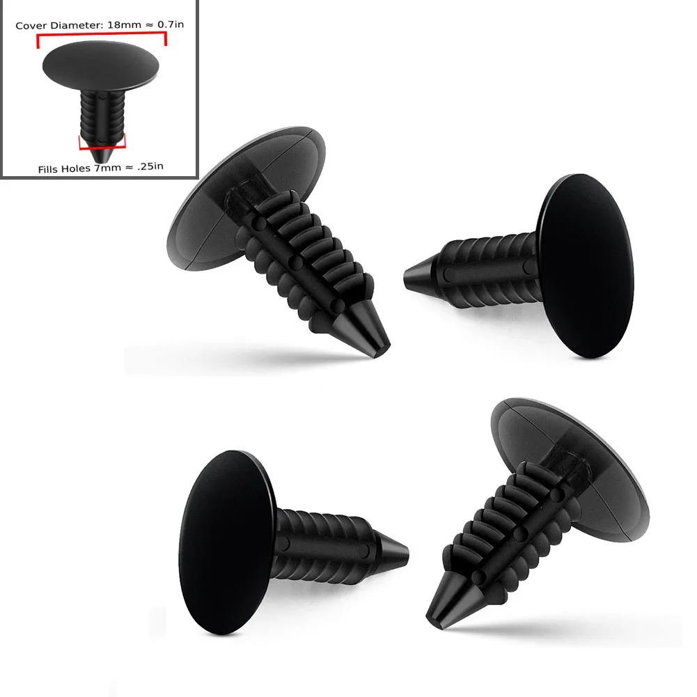 

4Pcs 18MM Car License Plate Plugs Front Bumper Plate Hole Covers Clip Screw-On Nylon Car Repair Replacement Accessories