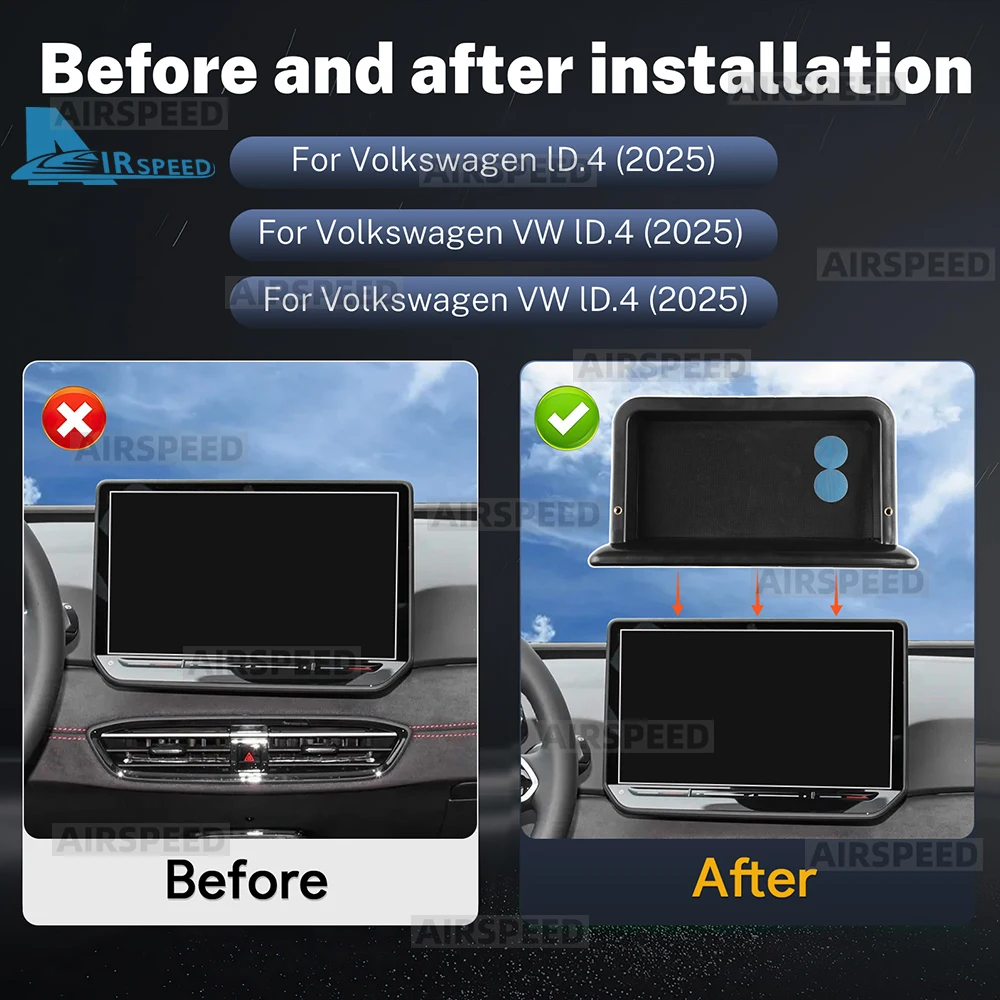 صندوق تخزين لوحة القيادة لسيارة فولكس فاجن فولكس فاجن ID.3 ID.4 ID3 ID4 CROZZ 2025 وحدة التحكم المركزية صينية مخفية خلف الشاشة ملحقات السيارة #3