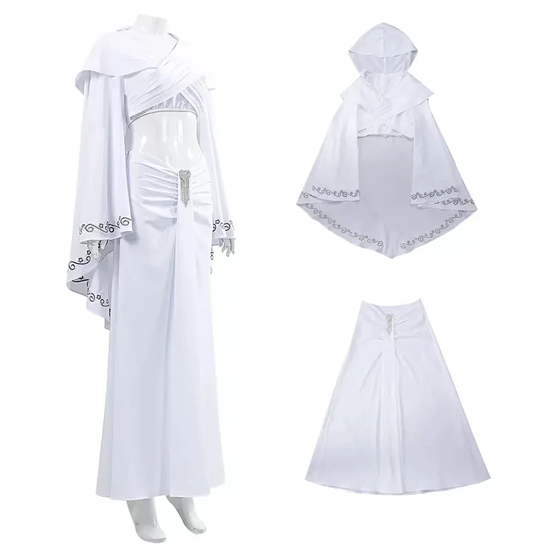 Nuevo Disfraz de Cosplay de Padmé Amidala 2026, Conjunto de Top Blanco y Falda para Anime, Fiesta, Halloween, Actuación en Escenario