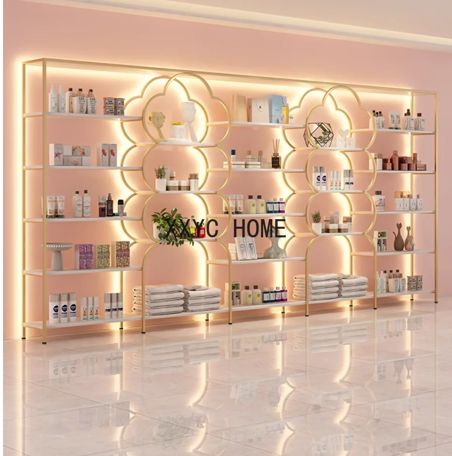 Beauty product display cabinet Cosmetics nail  rack skin care shelf with gift cabinet storage rack