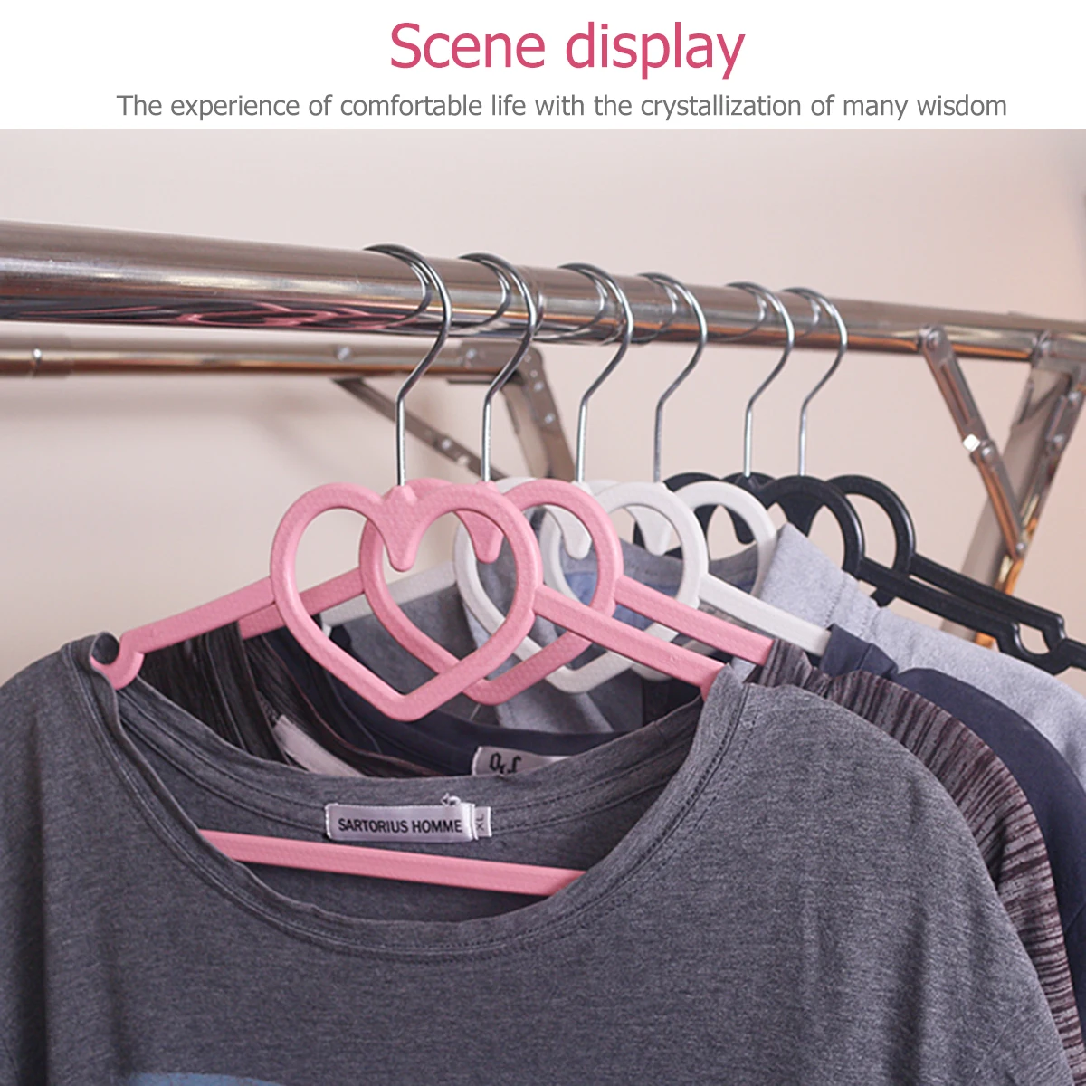 

10Pcs Pink Shape Hanger Strong Plastic Clothes Hanging Rack for Wide Range of Garments Easy Visibility Cute Home Decoration