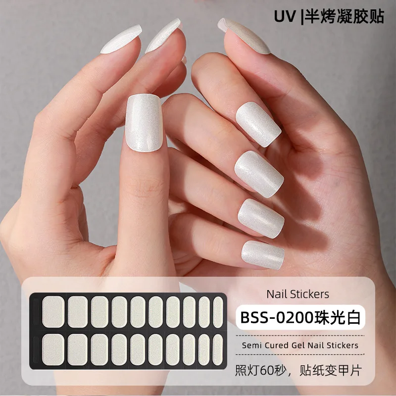 New Solid Color Semi-cured Gel Nail Stickers Rose Red Waterproof Long Lasting Full Paste Nail Art Stickers UV Lamp Need