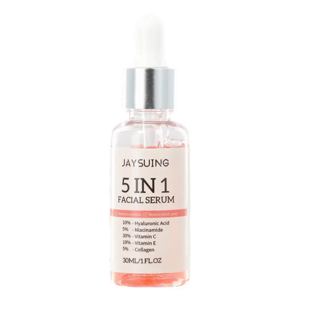 5 In 1 Moisturizing Whitening Essence Liquid Anti Wrinkle Aging Vitamin C Hyaluronic Acid Face Shrink Pores Serum Care