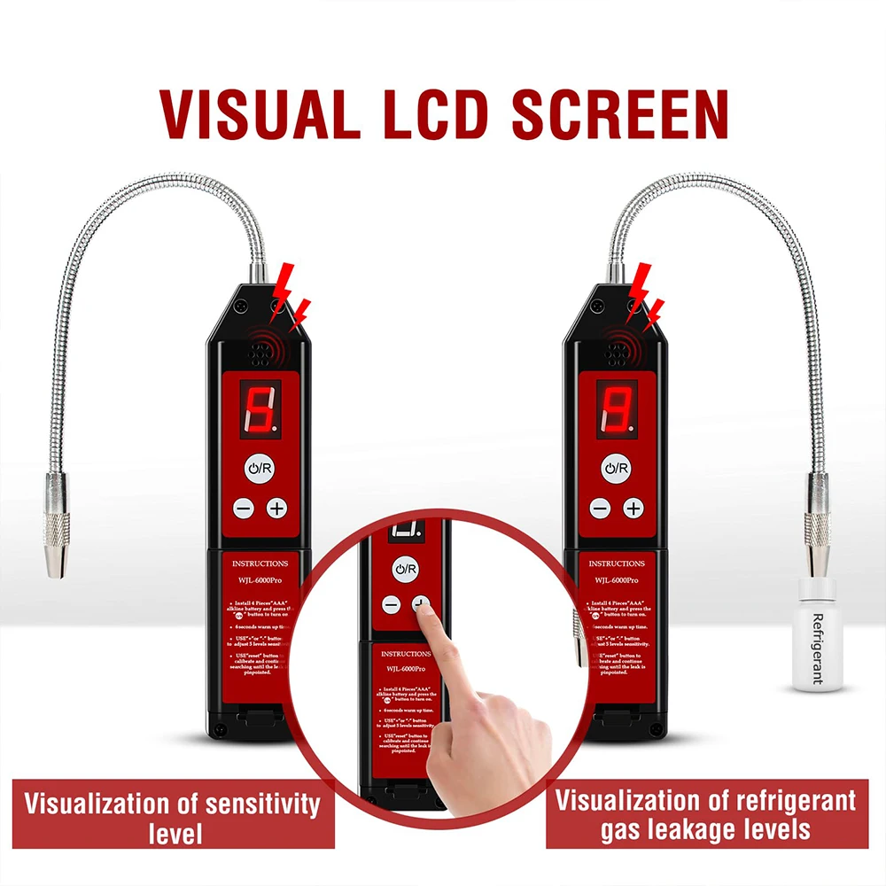 Imagem -03 - Detector de Vazamento de Halogênio com Luz Led ar Condicionado Hvac Refrigerante R22a R134a Cfc Hfc Hcfc Freon Gás Tester