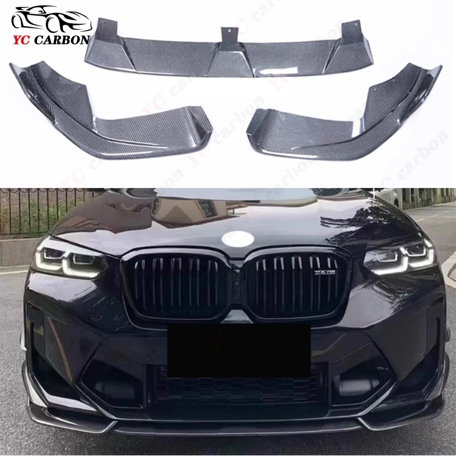 For BMW X3M F97 X4M F98 2022+ Carbon Fiber Car Front Bumper Diverter Spoiler Diffuser Front lip chin Upgrade body kit