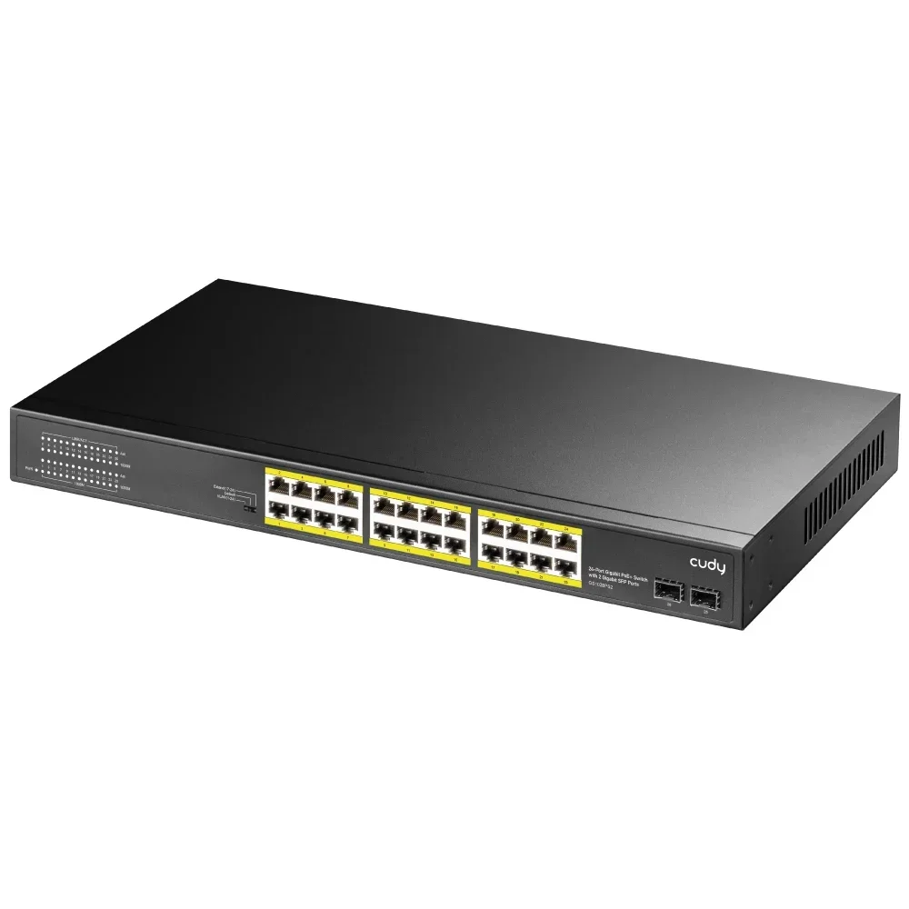 

In Stock Cudy 24 Port Gigabit Unmanaged PoE+ Switch, 300W, 2 Gigabit SFP, CCTV/VLAN Mode, 19-inch Rackmount