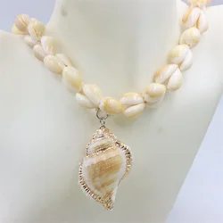 Exaggerated Jewelry Natural Sea Snail Shape Shell Bead Making Short Dangle Necklace Sweater Design Women Party Gifts Accessories