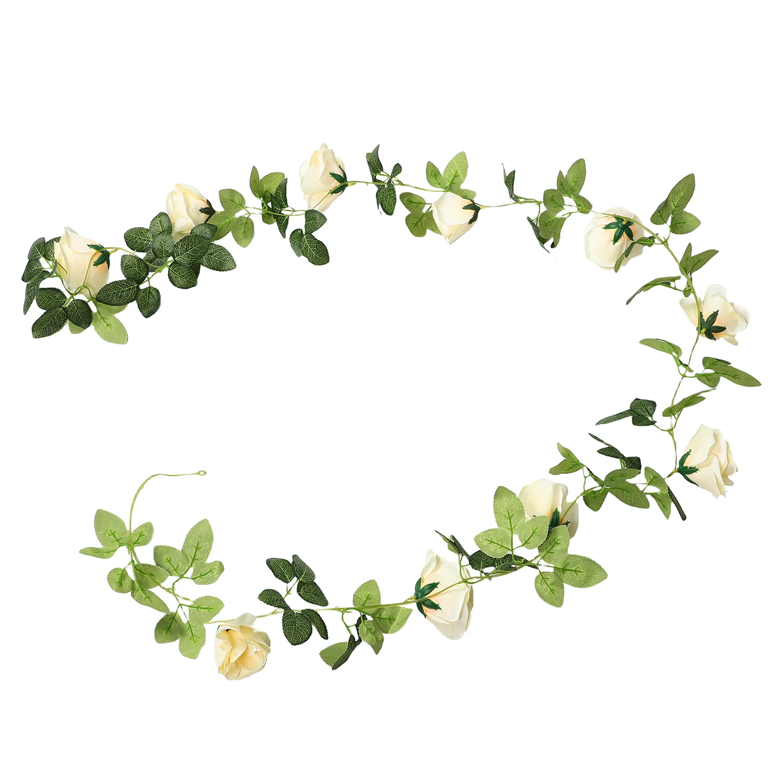 

Simulated Rose Rattan Fake Floral Faux Flower Vine 10 Heads Silk Fabric Garland Vintage Decor Party Plastic Non Greenery