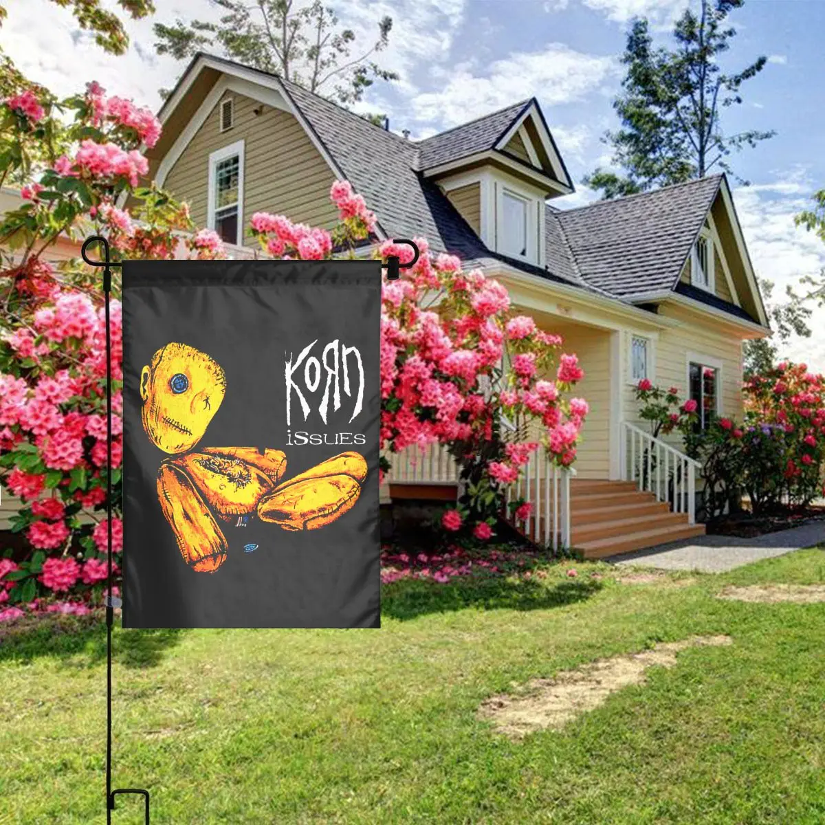 Custom Industrial Metal Rock Band Korns Garden Flag 12x18 Double Sided Flags for Yard Outdoor Decoration