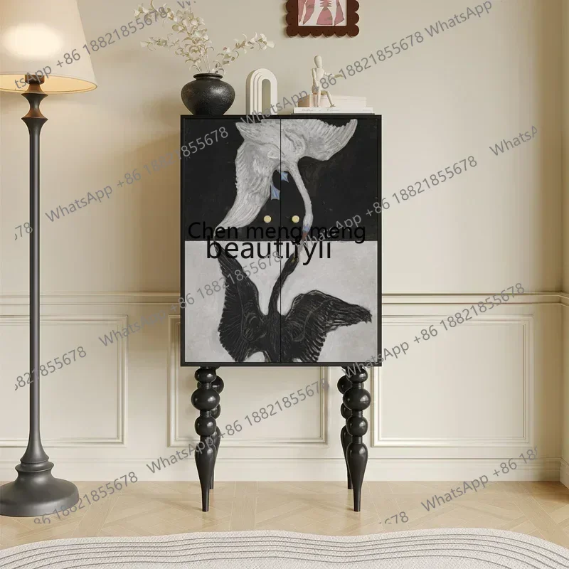 

X R0R French art solid wood, living room storage locker, multi-functional integrated decorative cabinet, simple modern tall cab