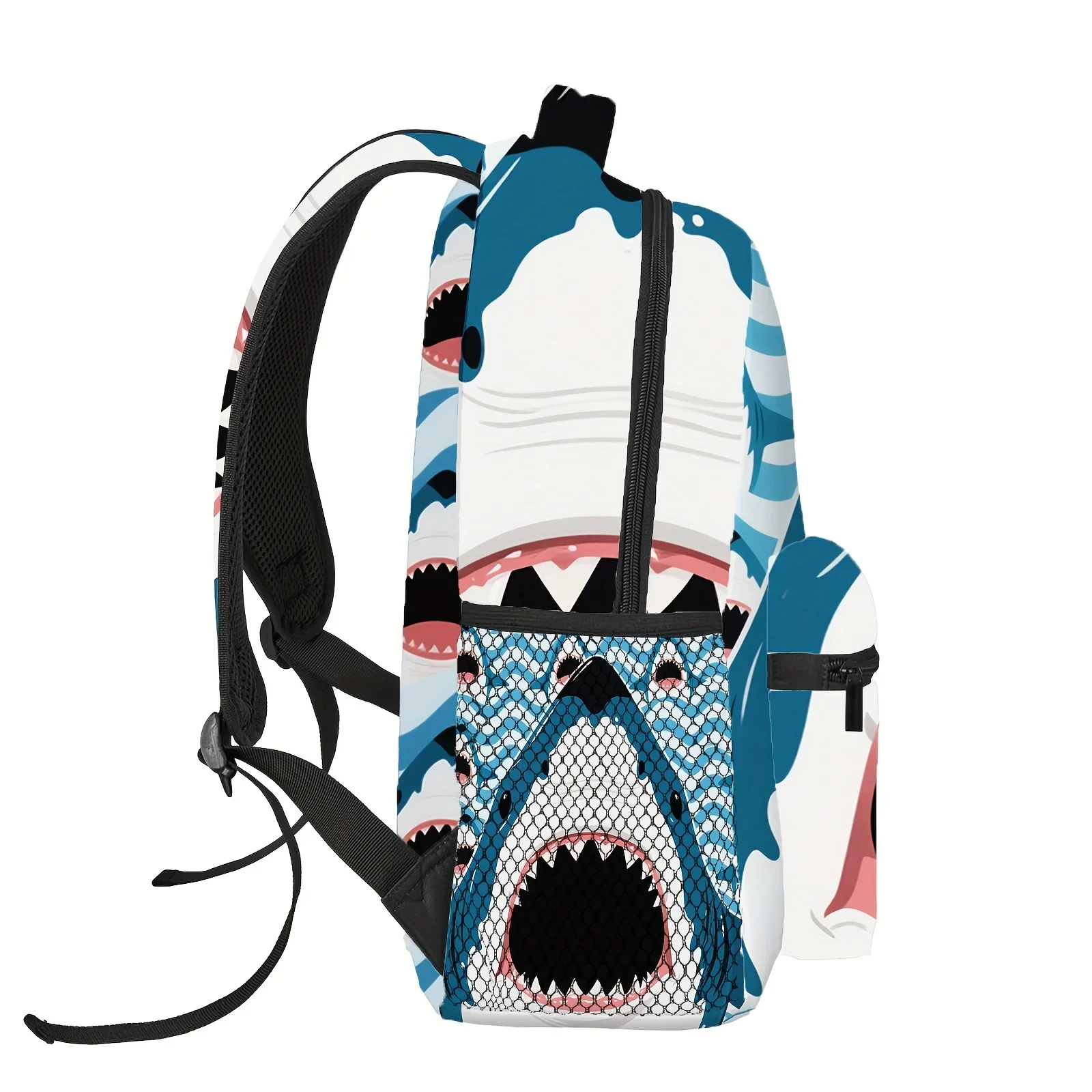 Custom Bag 1 Bohemian Style Open-Mouth Tiger Shark Polyester Women's Backpack, Lightweight Large Capacity Travel Backpack, Suita