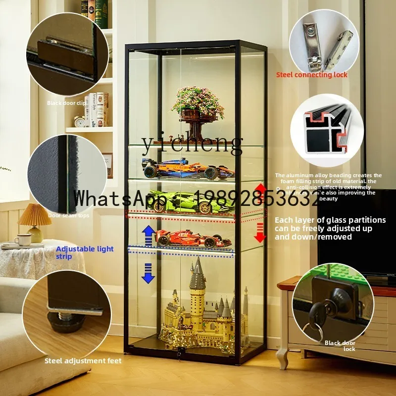 display cabinet household toy figure display cabinet model dustproof transparent glass cabinet commercial