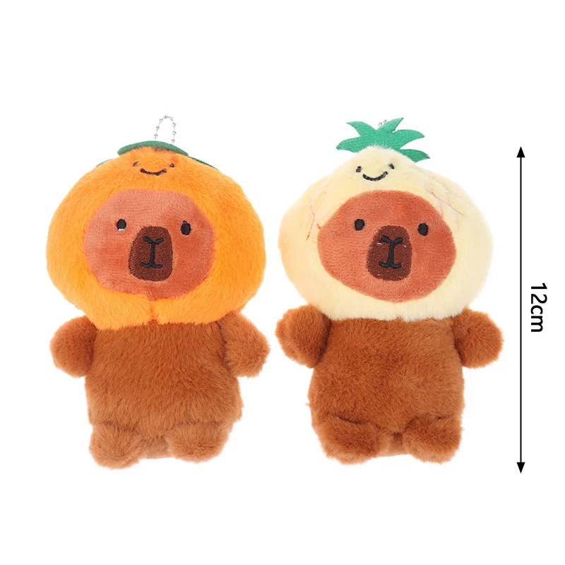 1PC Kawaii Gefüllte Weiche Puppe Schlüsselring Cartoon Obst Capybara Plüsch-schlüsselbund Kleine Anhänger Geburtstag Geschenk Kinder Spielzeug