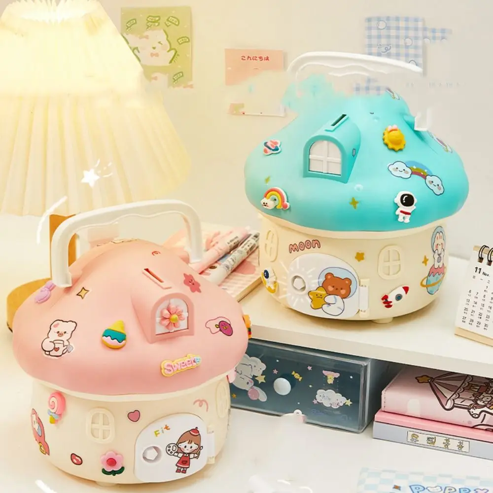 Kawaii Mushroom Piggy Bank For Kids Adults Cute Large Plastic Money Box With Lock Key Cute Money Saving Organizer Birthday Gift