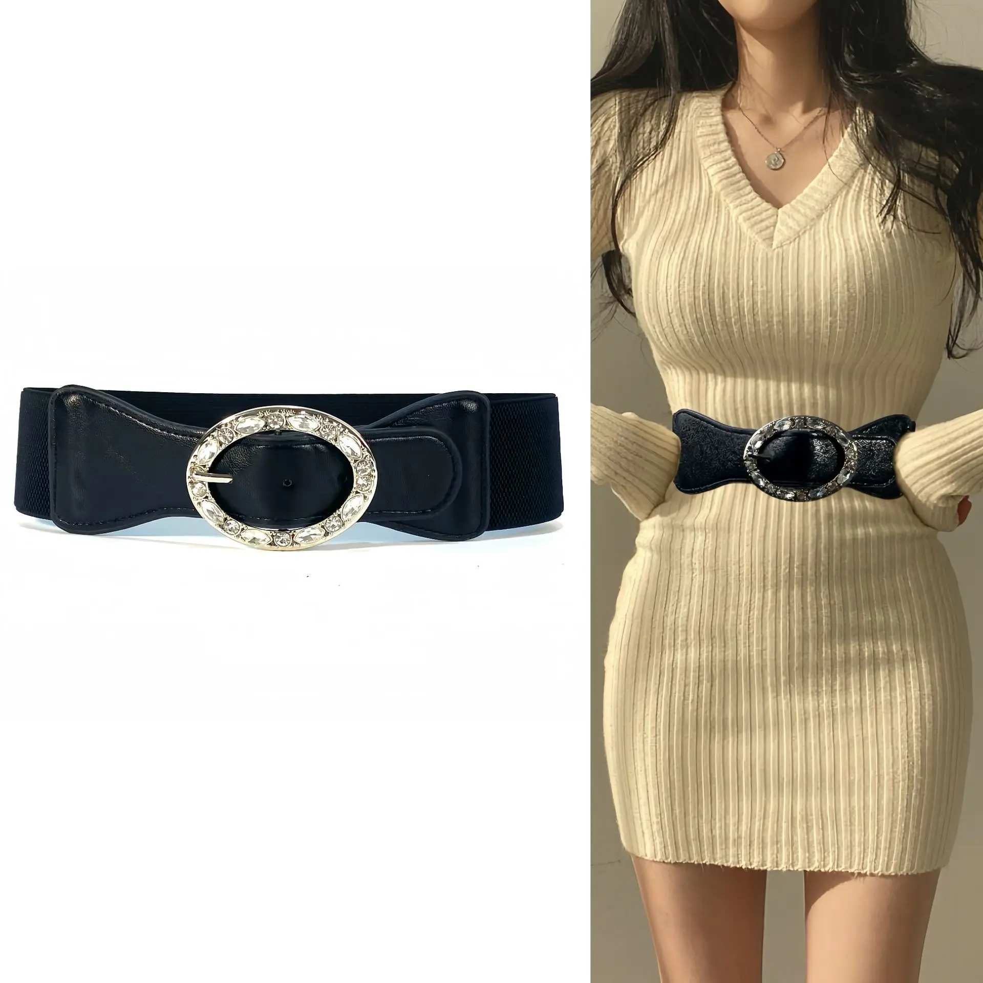 شخصية ريترو ستايل ليوبارد طباعة واسعة حزام فستان مزخرف عصري ومتعدد الاستخدامات حزام فرعي