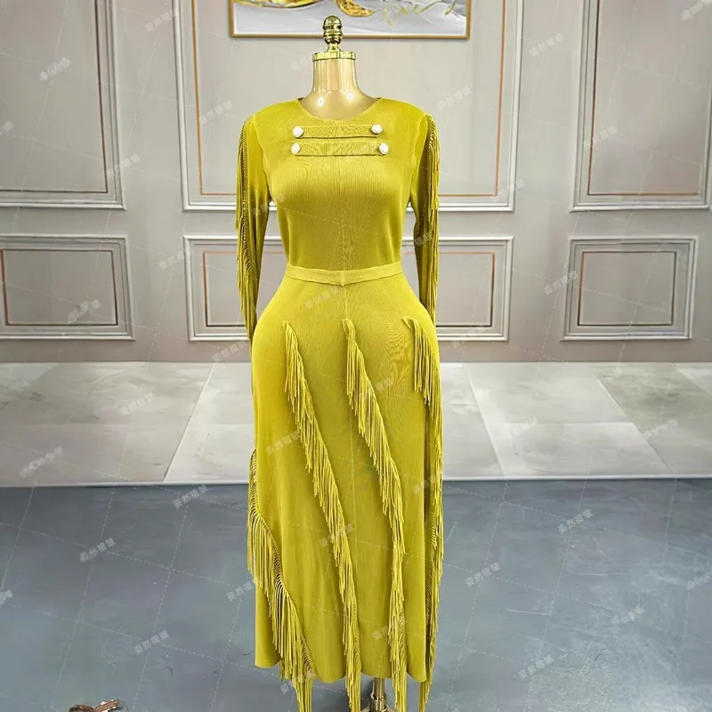 Robes plissées Miyake pour femmes, grande taille, robes longues africaines, franges pressées, robes de bal pour occasions formelles, 2025