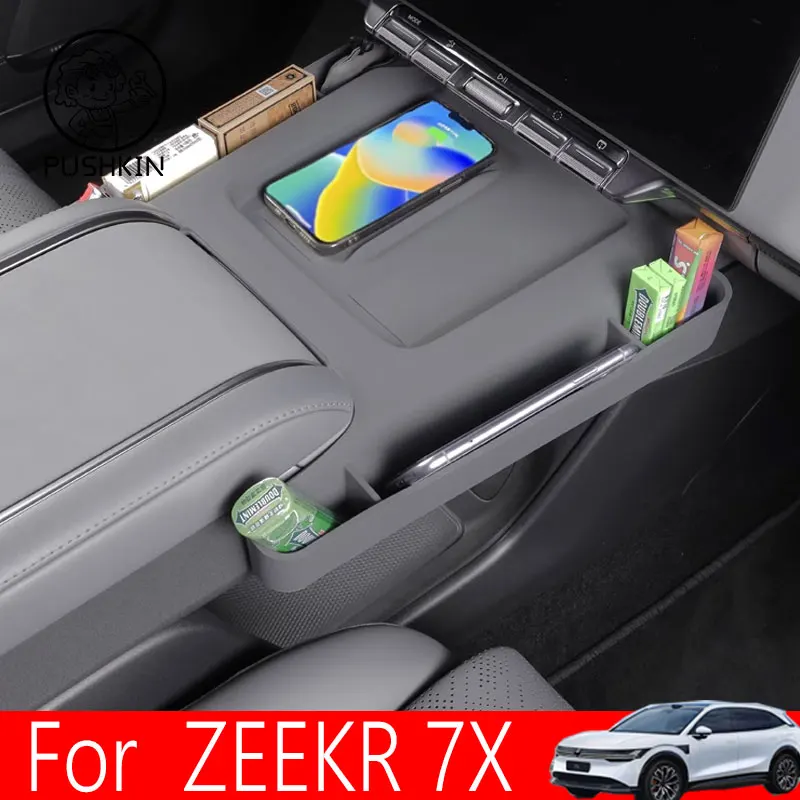 

For ZEEKR 7x 2024 2025 2026 Center Console Wireless Charging Rubber Pad Mat Car Interior Modification Accessories