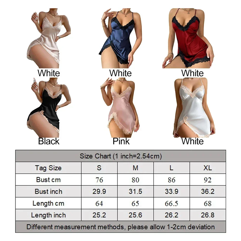 Sexy Spitzen-Pyjama für Damen, modisches Nachthemd mit V-Ausschnitt und rückenfreien Hosenträgern