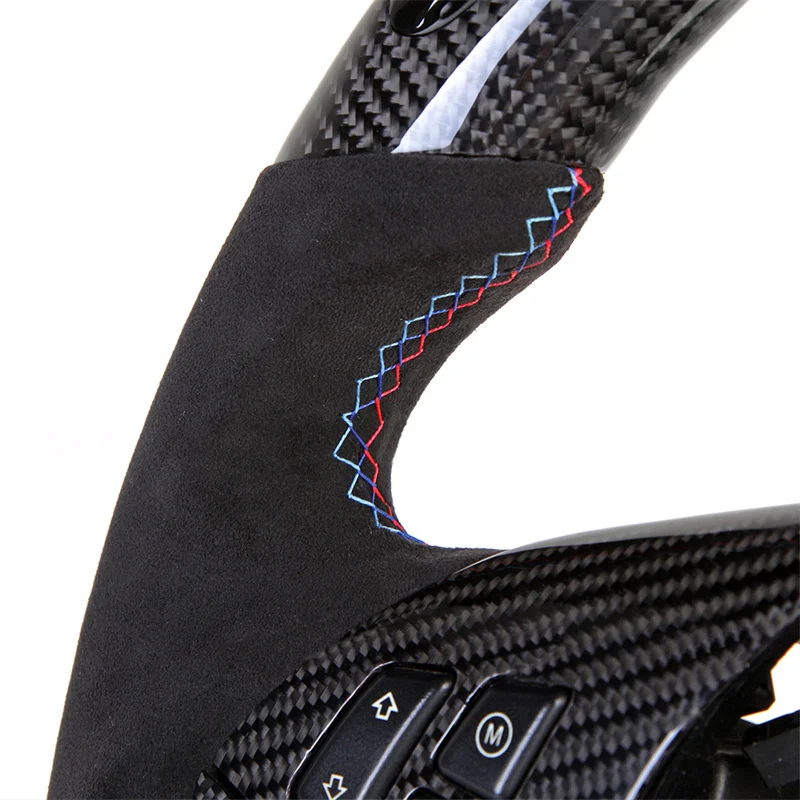 LED Display Suede Real Carbon Fiber Steering Wheel for BMW E64 630i 645ci 650i Custom Leather Steering Wheel Car Accessories 6