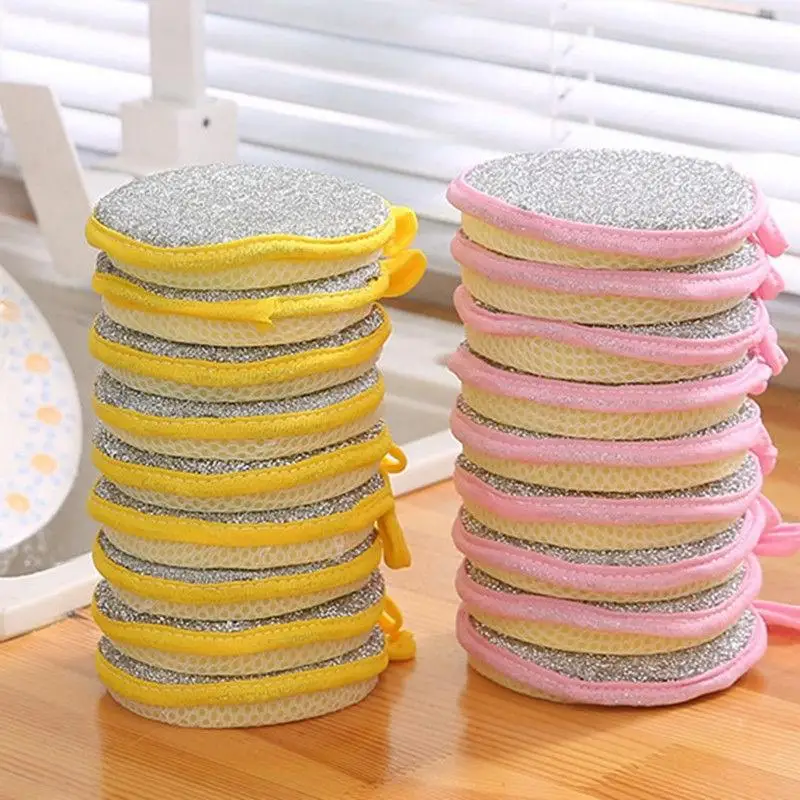 5/10Pcs Dishwashing Sponge Double-sided Dishwashing Brush Pot Scouring Pad Sponge Home Kitchen Cleaning Tool Dishwashing Towel view 6