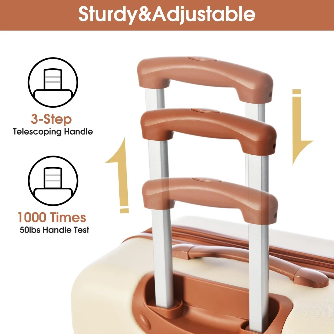 Set de bagages rigide (2 pièces) + Valise rotative avec serrure TSA (type compact, 20 pouces + 24 pouces)