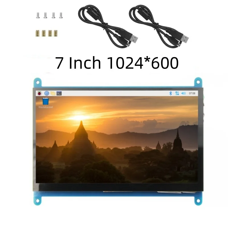 7 Inch Raspberry Pi 4/3/2/B/B+/A+ Monitor 1024x600 IPS 5-Points Capacitive Touchscreen Drive Free HDMI Display For Win 7/8/10