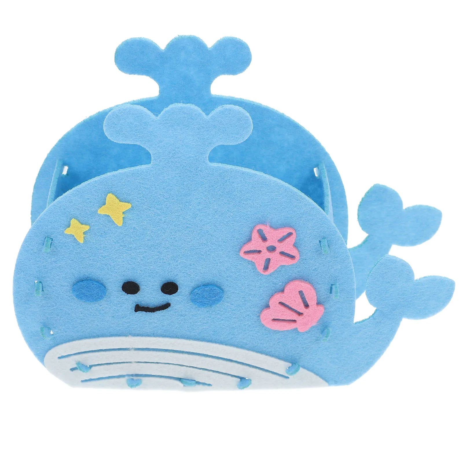 

DIY Whale Fabric Pencil Holder Kit Cute Cartoon Felt Animal Applique Multifunctional Desktop Stationery Organizer for Kids