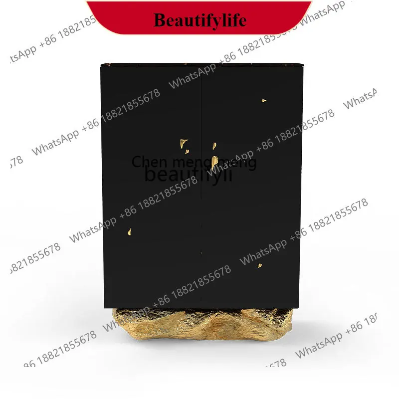 G153 Light luxury dining side cabinet, villa luxury house designer living room solid wood art locker