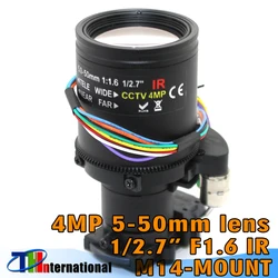 Câmera de montagem D14 com zoom e foco motorizados automaticamente, lente opcional, 2MP, 4MP, 5-50mm, corte IR, AHD, câmera IP