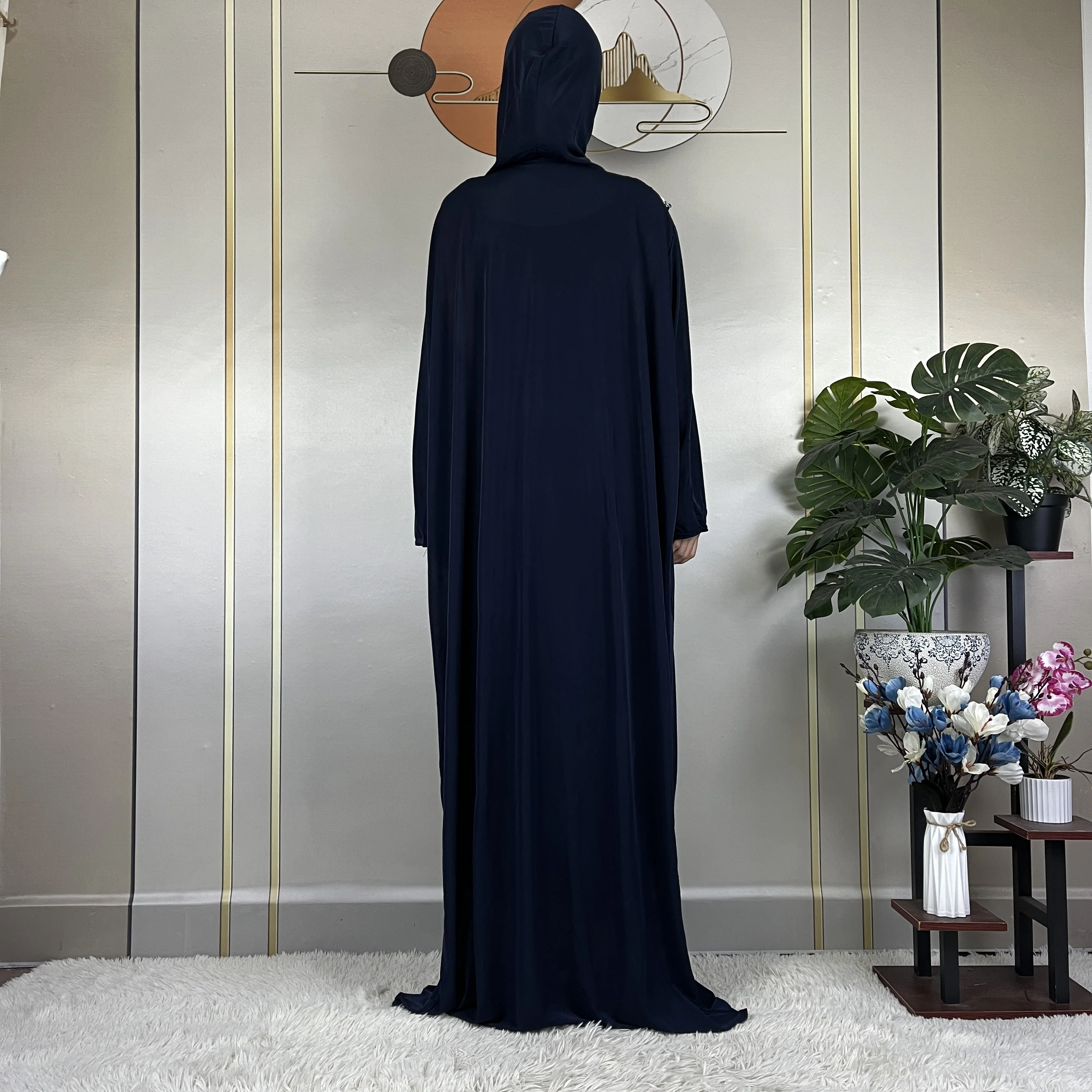 Latest Muslim For Women Ramadan Prayer Garment 2024 Dubai Maxi Turkey Middle East African Abaya Femme Long Sleeved Loose Robe