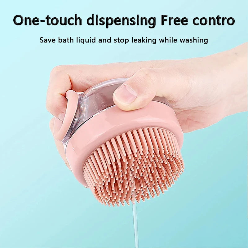 1pc Pet Bath Brush Soft Silicone With Shampoo Dispenser Gentle Massage For Grooming And Cleaning Fur And Hair