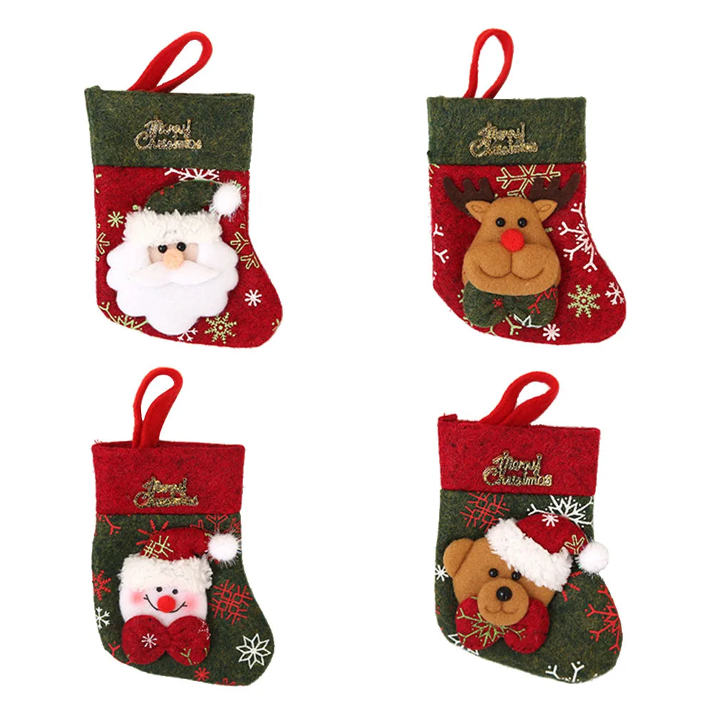 

4pcs Christmas Sock Knife Fork Holder Knitting Tableware Decor Silverware Bag Xmas Cutlery Pouch Stocking Holiday Storage