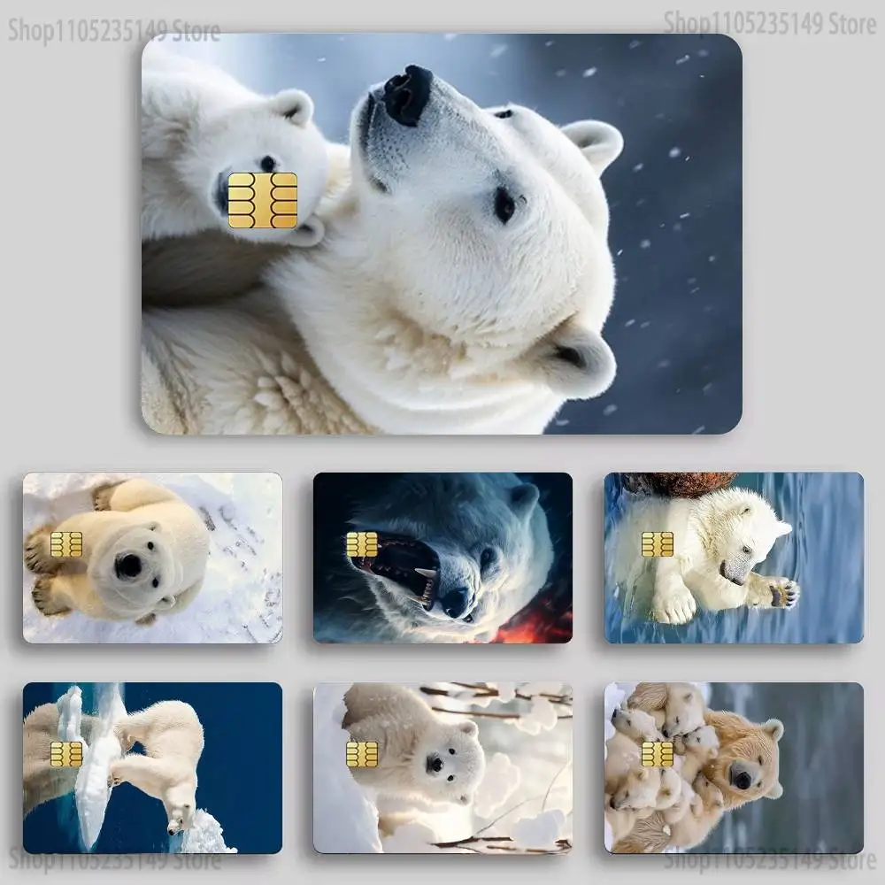 

Cute Polar Bear Credit Card Skin Stickers for Bank Card Bus Metro Card Sticker Waterproof Women Gift