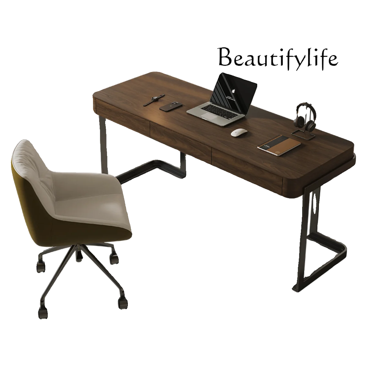 

Minimalist walnut desk Italian study computer desk bedroom desk simple solid wood home study table