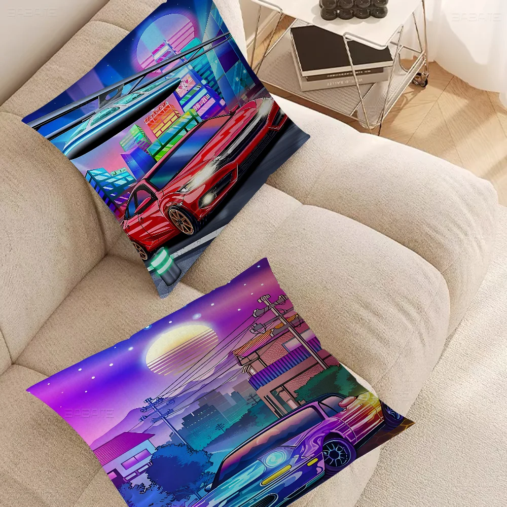 Tokyo Street Racing Nissan Pillow Covers Cartoon Sofa Decorative Home Double-sided Printing Short Plush Cute Cushion Cover