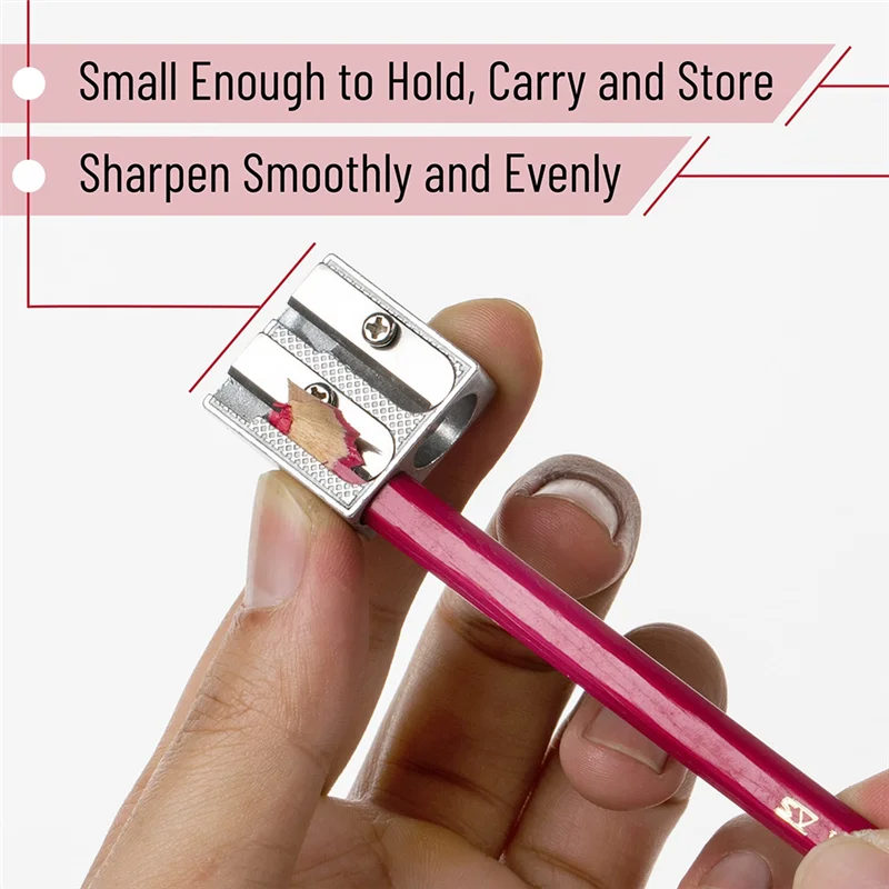AEE7-Handheld Metal Pencil Sharpener With 2 Holes