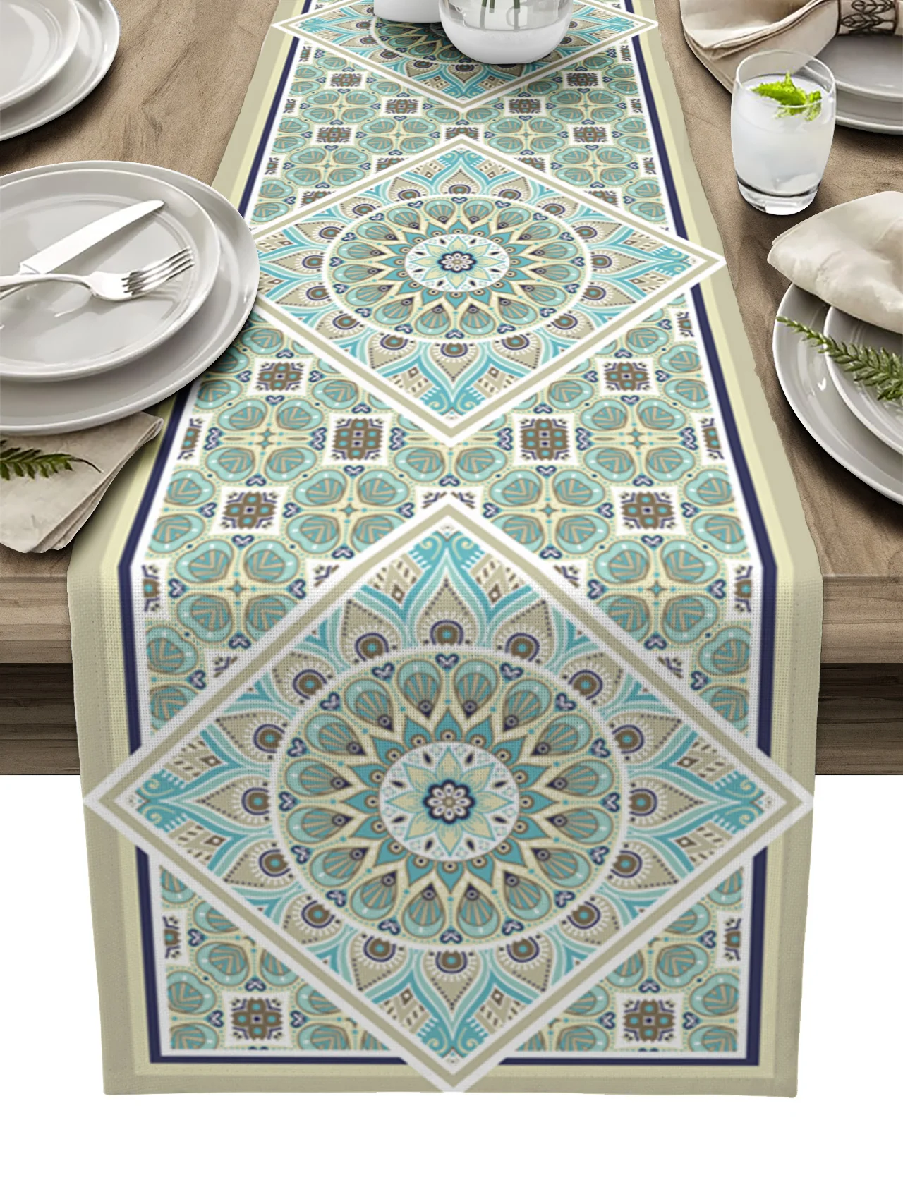 Boho Mandala Printing Table Runner for Dining Table Party Decor Anti-stain Rectangular Dining Table Runner Wedding Decoration