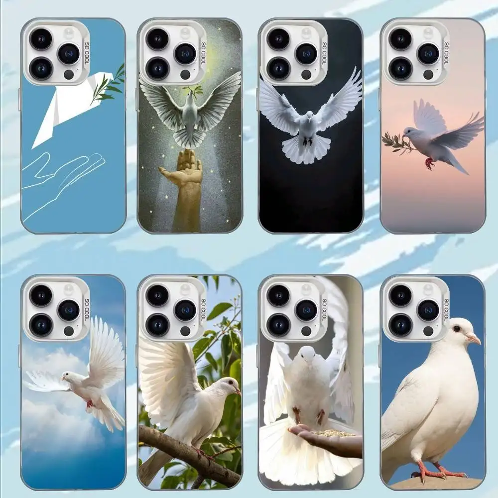 

Peace D-Dove Phone Case For iPhone 17,16,15,14,13,12,11,Mini,Pro,E,MAX White Matte Shockproof Cover