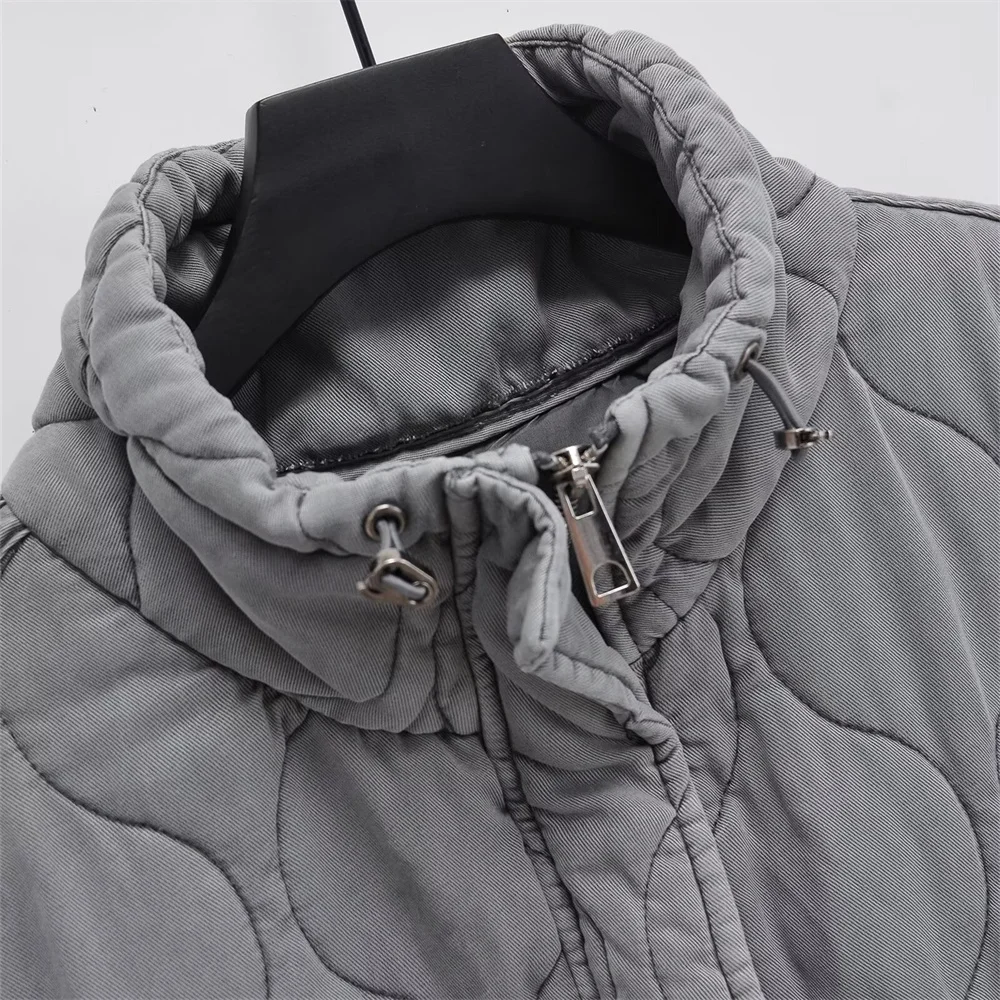 Nowa jesienno-zimowa odzież damska, casualowa moda, stójka, luźna, bezrękawnik, bawełniana kurtka, kamizelka.