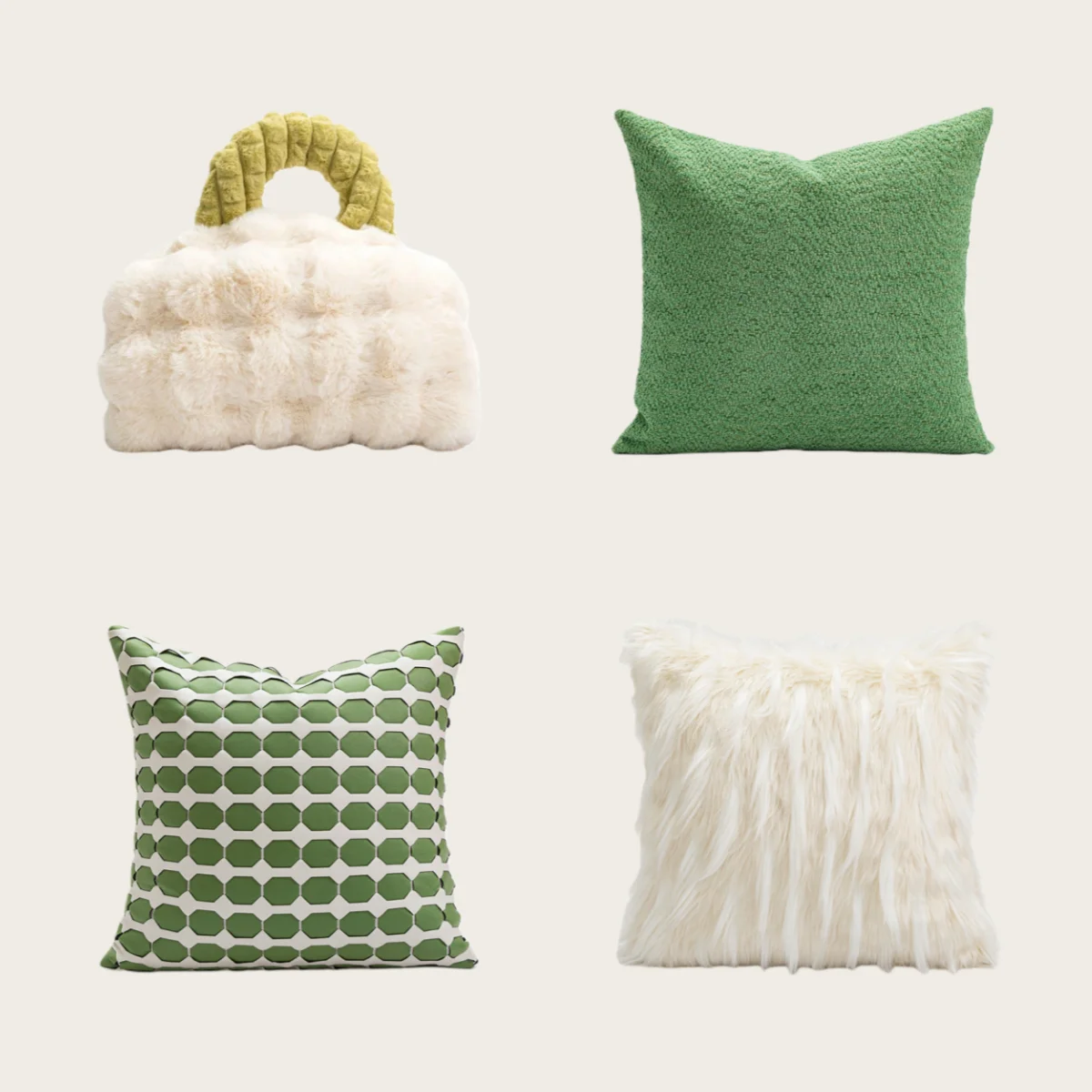 Cream-Style Green & Cream-White Pillowcase Cushion Cover / 2-in-1 Handbag-Shaped Sofa Cushion with Blanket Throw Pillow